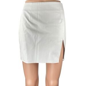 Superdown White Coaret Faux Leather High Waist Slit Mini Straight Pencil Skirt S